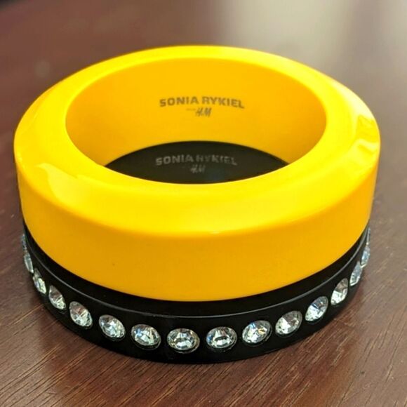 Sonia Rykiel Yellow and Black Bangle Bracelet - Picture 1 of 11